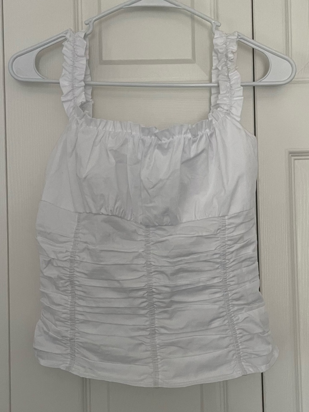 NEW $195 STAUD Nic White Ruched Square-Neck Ruched Tank Top Small - Picture 6 of 6